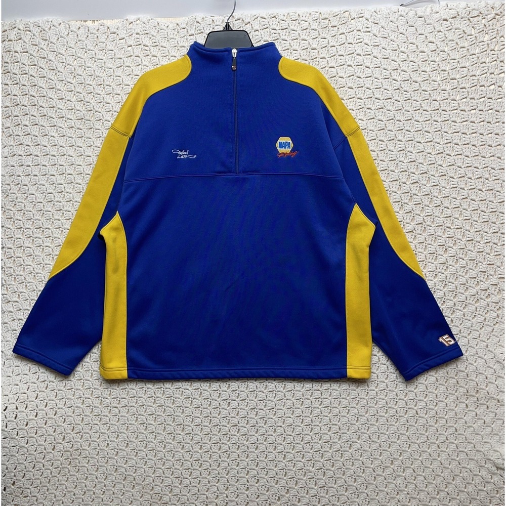 Michael Waltrip NAPA Sponsor Sweater Men's Pullover‎ 1/4 Zip size XL Blue Yellow